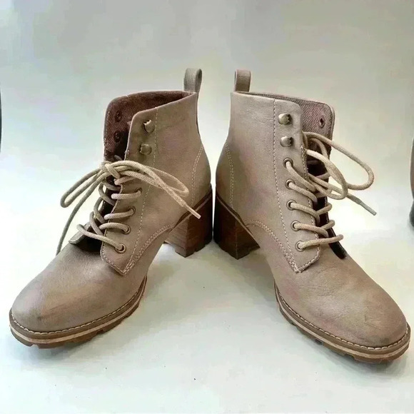 Korks Chelsea Lace-Up Leather Heeled Bootie Boots Women’s Shoes Size 6 Brown - Picture 7 of 8